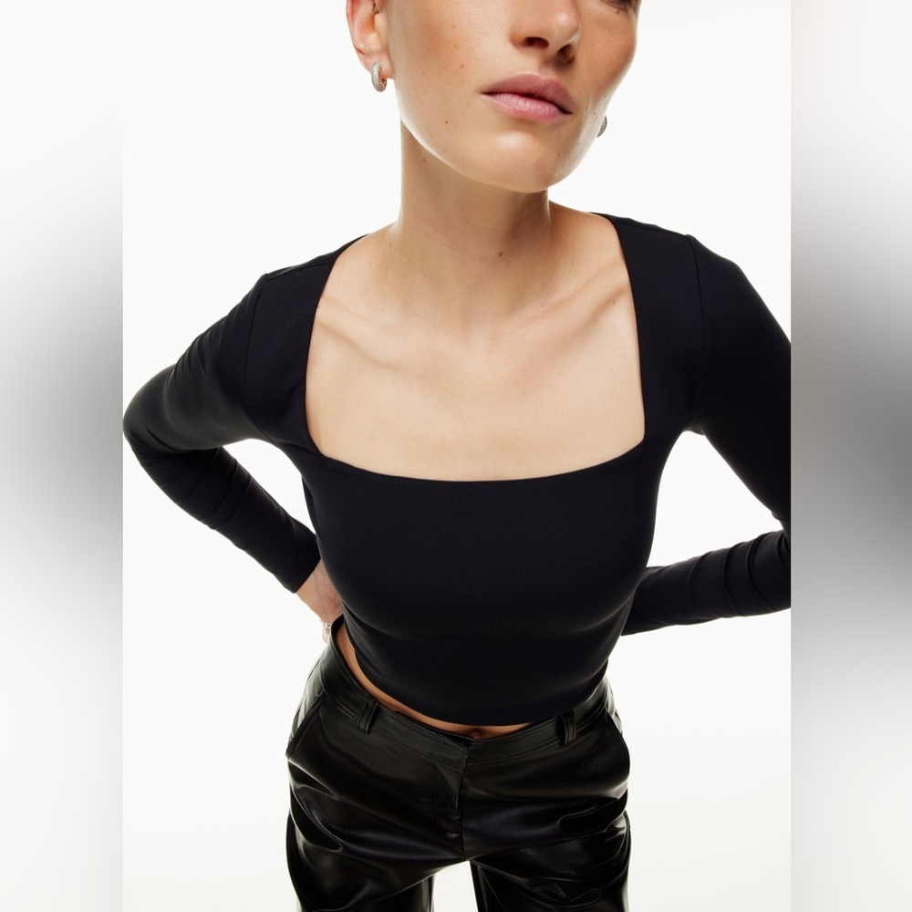 NWT Babaton Black Contour Squareneck Long Sleeve - Picture 2 of 10